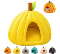Pumpkin Cat Bed, Cute Pumpkin Shape Cat Cave, Warm Cave Bed, for Small Dogs and Cats (Yellow,L)