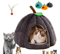 Pumpkin Cat Bed, Halloween Dog Bed, Cute Pumpkin Shape Cat Cave Beds Cats Tent with Removable Cushion,Warm Halloween Cats Deds For Indoor Small Dogs (Gray,L)
