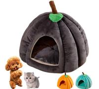 Pumpkin Cat Bed, Indoor Cat Cave with Removable Cushion - Camas cálidas para perros pequeños y medianos gatos, Halloween Themed Kennel House Nest Supplies
