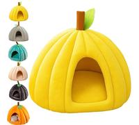 Pumpkin Cat Bed, Pumpkin Dog Bed, Cute Pumpkin Shape Cat Cave with Removable Cushion, for Cats and Puppies (Yellow,Small)