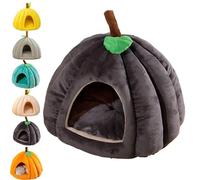 Pumpkin Cat Bed, Pumpkin Dog Bed, Cute Pumpkin Shape Cat Cave with Removable Cushion, for Cats and Puppies (Black,Large)