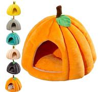 Pumpkin Cat Bed, Pumpkin Dog Bed, Cute Pumpkin Shape Cat Cave with Removable Cushion, for Cats and Puppies (Orange,Large)
