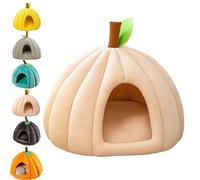 Pumpkin Cat Bed, Pumpkin Dog Bed, Cute Pumpkin Shape Cat Cave with Removable Cushion, for Cats and Puppies (Beige,Medium)