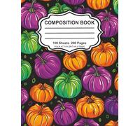 Pumpkin Composition Book for Kids - Cute Fall & Halloween Themed Wide Ruled Notebook for School, Writing, and Drawing