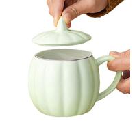 Pumpkin Cup with Lid, Ceramic Mug for Party, Temperature Resistant Pumpkin Ceramic Cup for Cold and Hot Beverages Workplace Dining Living Room Bedroom Home Travel