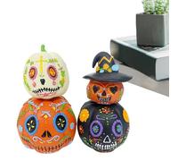 Pumpkin Decor, 4 Piezas Stackable Magnetic Resin Pumpkin Set, Halloween Decorative Ornament Statue for Home, Hallway, Holiday, Desk, Bedroom, Festival, Mesa Centerpiece, Spooky Shelf Display