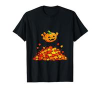 Pumpkin Dive in Fall Leaves Funny Autumn Halloween Humor Camiseta gráfica económica