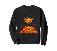 Pumpkin Dive in Fall Leaves Funny Autumn Halloween Humor Sudadera