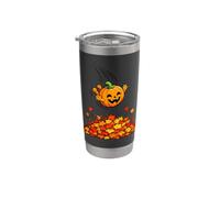 Pumpkin Dive in Fall Leaves Funny Autumn Halloween Humor Vaso térmico de acero inoxidable de doble pared