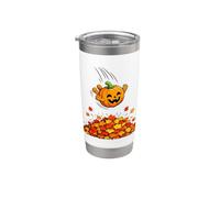 Pumpkin Dive in Fall Leaves Funny Autumn Halloween Humor Vaso térmico de acero inoxidable de doble pared