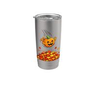 Pumpkin Dive in Fall Leaves Funny Autumn Halloween Humor Vaso térmico de acero inoxidable de doble pared