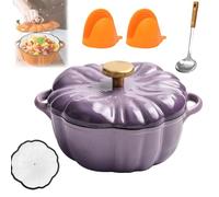 Pumpkin Dutch Oven Pot with Lid, Enameled Cast Iron Pumpkin Dutch Ovens with Lid, Pumpkins Shaped Cast Iron Ovens for Cooking, 4-Quart, Non-Stick, Double Handle, for All Stovetops (B,6.2in)