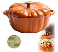Pumpkin Dutch Oven Pot with Lid, Pumpkin Shaped Cast Iron Oven with Dual Handle for Cooking, Heavy Duty Large Crock Pots Cookware for Various Stove, For Stews Soups Baking (7.87 Inches)