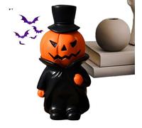 Pumpkin Figurine - Figurinas de Halloween | Spooky Pumpkin Man Resin Statue | Halloween Sculpture with Witch Hat | Creepy Tischop Centerpiece for Haunted House, Indoor Home, or Decoration