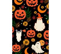 Pumpkin Ghost Party Journal - Cute Halloween Notebook with Fall Moons, Leaves and Stars - 150 pages Glossy Notepad