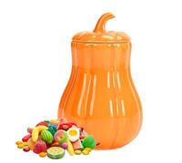 Pumpkin Jar, Fall Candy Container, Ceramic Lid Seal, Decorative Storage Canister, Autumn Kitchen Holder for Tea, Seasonings, Collectors, Homeowners, Celebration Planners, Decor Enthusiasts Use