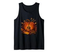 Pumpkin Music Vibes - Tallado de otoño con notas de guitarra Camiseta sin Mangas