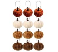 Pumpkin Ornament - 1.97x1.97x1.97 Inch Artificial Pumpkins, 12-Pieces Assorted Faux Autumn Tree Pendants, Thanksgiving Party Decorations | Festival Prop For Dormitory, Mantelpiece, Bedroom