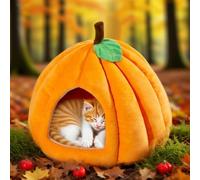 Pumpkin Pet Bed - Washable Cat Cave Bed, Soft Kitten Sleeping Nest, Comfortable Pet Resting Dome | Warm Feline Hideaway Supporting Relaxation And Napping, Suitable Placement For Dormitory Bedroom Live