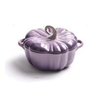Pumpkin Pot, Pumpkin Dutch Oven, 4 Qt Enameled Cast Iron Pot - Non-Stick, Heavy-Duty Enameled Cast Soup Pot with Lid for Stews, Casseroles, Baking, Halloween & Thanksgiving Decor Gift (Purple,7.87in)