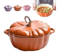 Pumpkin Shaped Dutch Oven, Enameled Cast Iron Pumpkin Dutch Oven Pot with Lid, 4-Quart Non-Stick, Double Handle, Safe for All Stovetops, Halloween and Fall Thanksgiving Decor (Orange*A,7.87in/20CM)