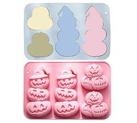 Pumpkin Silicone Mold, 2 Piece Non Stick Baking Tray, Flexible Fall Themed Tools for Making Chocolate, 8.5x5.71x1.02 Inches, Candy, Fondant, Cupcakes, Muffins, Wax, Pancakes, Pies