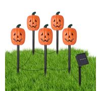 Pumpkin Solar Path Lights - Halloween LED Ground Stakes, Waterproof Garden