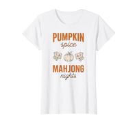Pumpkin Spice and Mahjong Nights Fall Autumn Camiseta gráfica económica, Mujer, Blanco, XS
