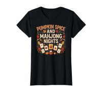 Pumpkin Spice and Mahjong Nights Fall Autumn Game Lover Camiseta gráfica económica, Mujer, Negro, XS
