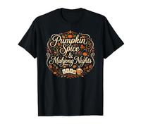 Pumpkin Spice and Mahjong Nights Fall Autumn Season Camiseta gráfica económica, Hombre, Negro, S