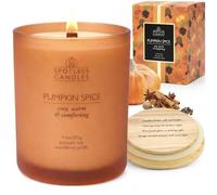 Pumpkin Spice Candle - 9.7 oz /275g Pumpkin Candle in Orange Frosted Glass Jar with Wooden Lid and Wooden Crackling Wick in Luxurious Gift Box - Cosy, Warm and Comforting