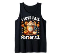 Pumpkin Spice Coffee Latte Mug Women I Love Fall Most of All Camiseta sin Mangas
