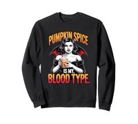 Pumpkin Spice es mi Tipo de Sangre, Divertida Chica Vampira Sudadera