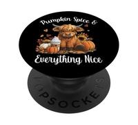 Pumpkin Spice & Everything Nice Highland Cow Lover PopSockets PopGrip Adhesivo
