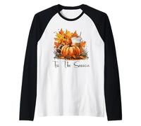 Pumpkin Spice Football Tis The Season Otoño Acción de Gracias Camiseta Manga Raglan