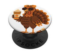 Pumpkin Spice Latte Gafas Pavo Otoño Thanksgiving PopSockets PopGrip Adhesivo