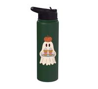 Pumpkin Spice Latte Ghost Halloween Fall Coffee Lover Stainless Steel Insulated Water Bottle