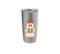 Pumpkin Spice Latte Ghost Halloween Fall Coffee Lover Vaso térmico de acero inoxidable de doble pared