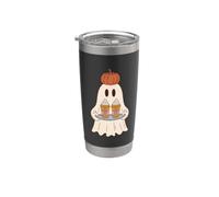 Pumpkin Spice Latte Ghost Halloween Fall Coffee Lover Vaso térmico de acero inoxidable de doble pared