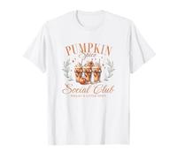 Pumpkin Spice Social Club Otoño Floral Arco Café Helado Otoño Camiseta