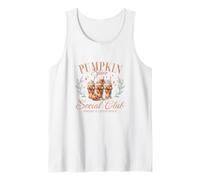Pumpkin Spice Social Club Otoño Floral Arco Café Helado Otoño Camiseta sin Mangas