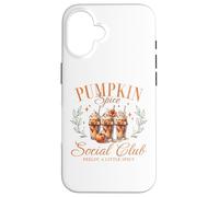 Pumpkin Spice Social Club Otoño Floral Arco Café Helado Otoño Carcasa para iPhone 16