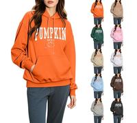 Pumpkin Spice - Sudadera con capucha de Halloween para mujer, lindas sudaderas de calabaza, tallas grandes, disfraces de Halloween, camisetas de manga larga, ropa de moda con bolsillos, café, 3XL