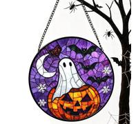Pumpkin Sun Catcher - Crystal Glass Ornament, 2D Halloween Window Decor