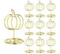 Pumpkin Table Card Holders, Autumn Metal Clip Stands, Set of 10 Decorative Number Holders, 3x3x5cm, Fall Theme Tabletop Signs, Thanksgiving or Birthday Events, Ideal for Food Labels and Memo Notes