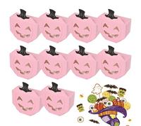 Pumpkin Treat Boxes, Halloween Candy Containers, Festive Snack Holders, 3.54x1.57x2.76 inches, Scary Themed Design, Set of 10 Pieces, Perfect for Table Decor, Food Truck Setup, Yard Display
