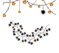 Pumpkin Vine Halloween Lights - 54 LED Willow Twig Garland, impermeable Decorative Lighting, Spooky Holiday Accent | For Bedroom Porch Garden Staircase Window Terrace Mirror