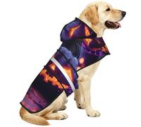 Pumpkin'S Smile - Chubasquero impermeable para perros pequeños, medianos y grandes, con rayas reflectantes y correa ajustable para el vientre