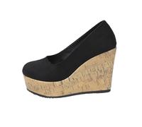 Pumps - Mocasines para mujer, color negro, plataforma, zapatillas de bailarinas, elegantes y cómodos, zapatos tradicionales de tacón alto, sandalias de tacón alto, zapatos de tacón alto, Negro , 37