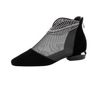 Pumps - Sandalias elegantes y sexys para mujer con tacón, botas de verano de encaje, transpirables, sandalias de verano con malla hueca, zapatos informales, sandalias deportivas con cremallera